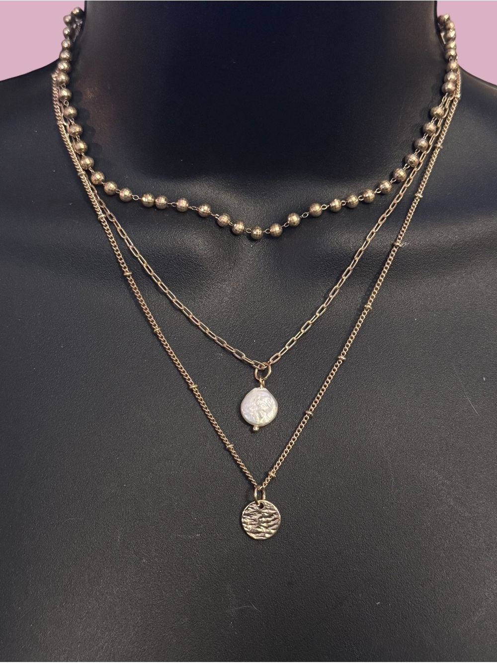 Frenzy gold tone multi chain layered pendant necklace